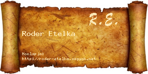Roder Etelka névjegykártya